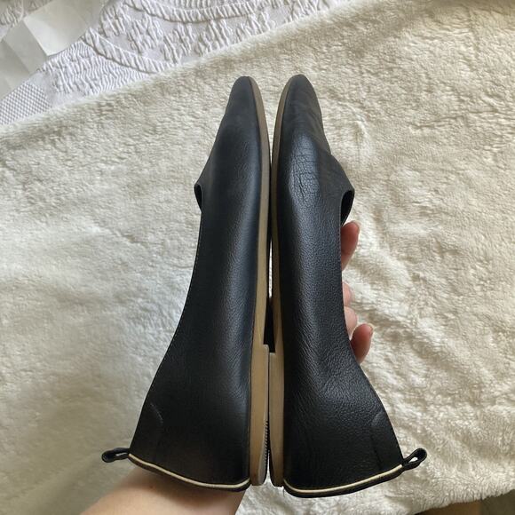 Everlane The Day Glove Slip On Tan Leather Ballet Flats US 10.5 Black round toe - Picture 10 of 16